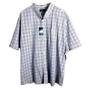 MAINE NWT Classics Blue Red Plaid Short Sleeve Button Up Shirt size 3XL